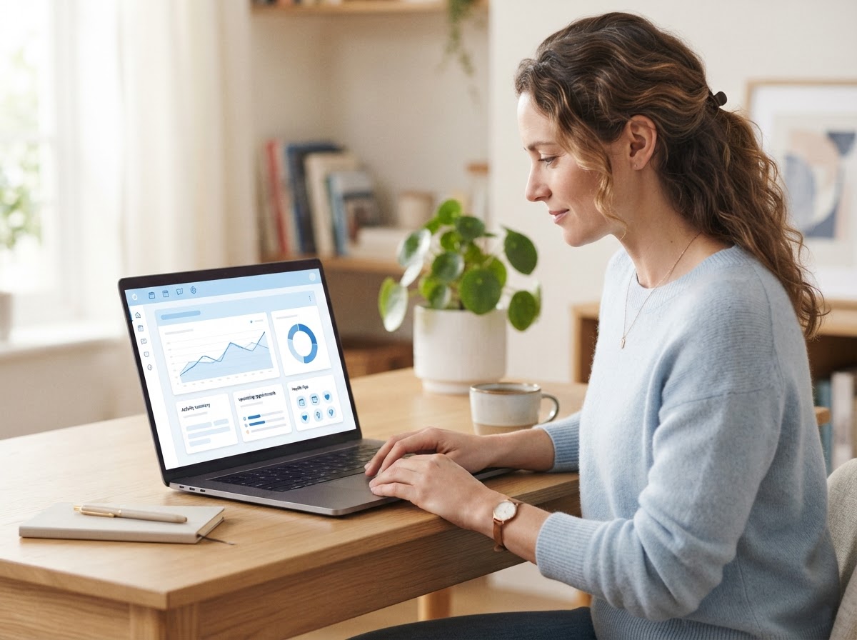 Patient accessing a generic health portal on a laptop at home