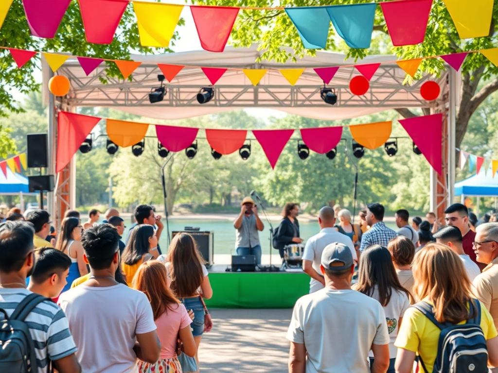 A lively community event set in a beautiful outdoor park,