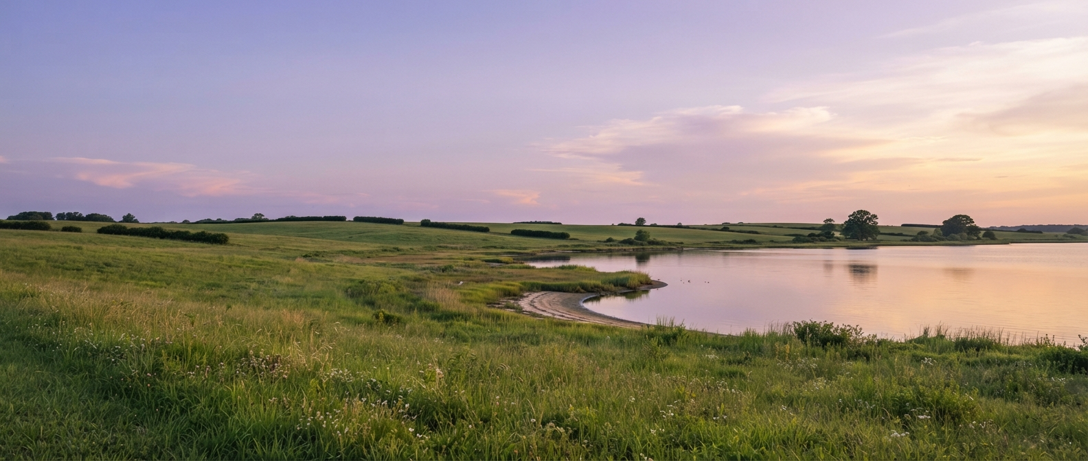 Peaceful Delaware countryside and bay shoreline at golden hour