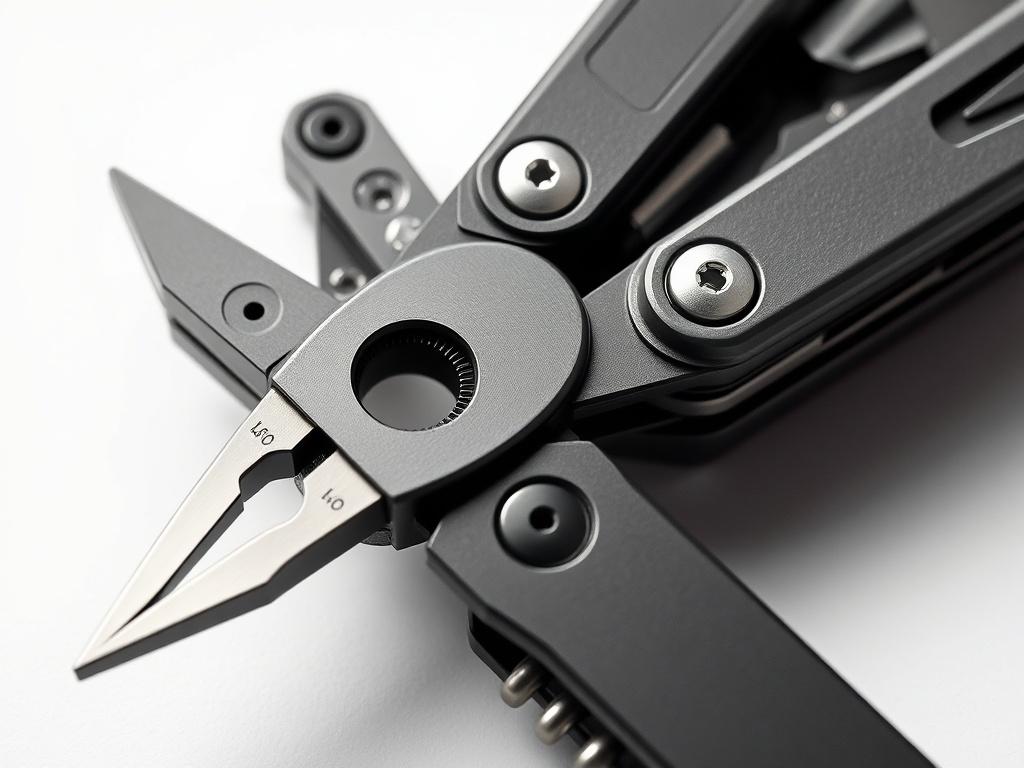 A close up shot of a multi tool with various
