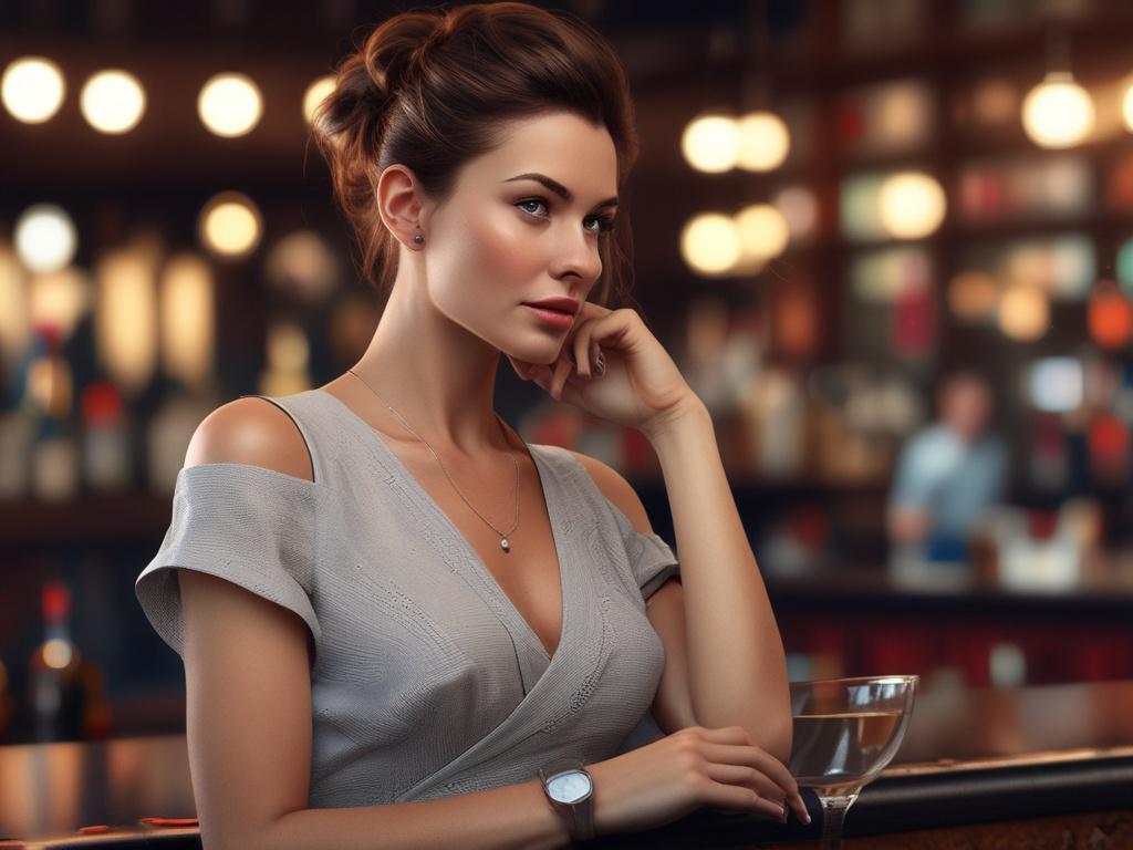A charming woman in a stylish outfit, casually leaning against