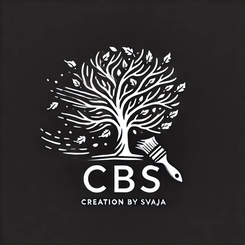 dall·e 2024-08-16 14.54.43 - a logo design for a painting company called 'creationbysvaja'. the logo features a small, leafless white tree that blends seamlessly into a pure black.webp