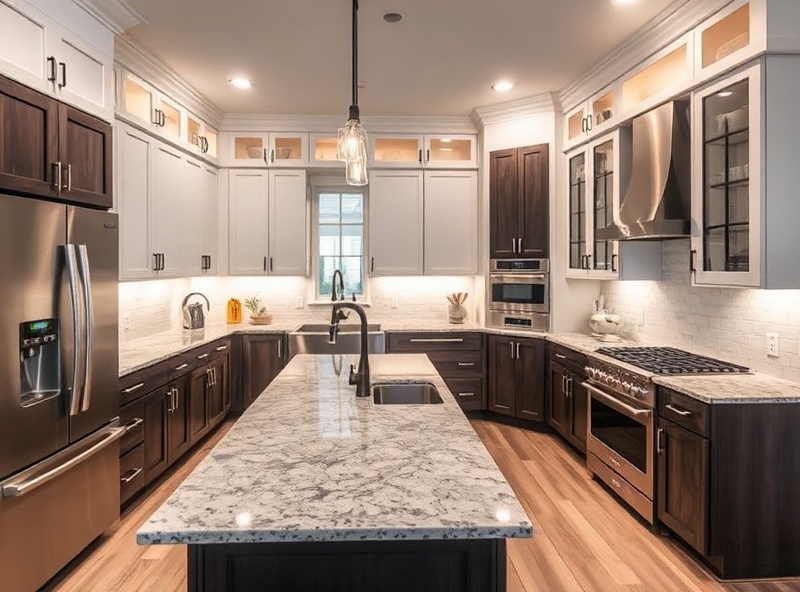 Modern luxury kitchen renovation with custom cabinetry and high-end finishes