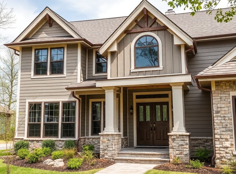 Completed exterior home renovation with quality siding and trim details