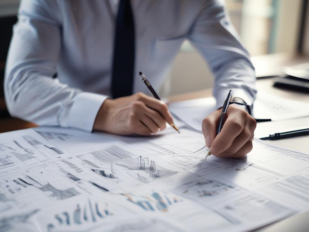 A close up shot of a risk management consultant reviewing
