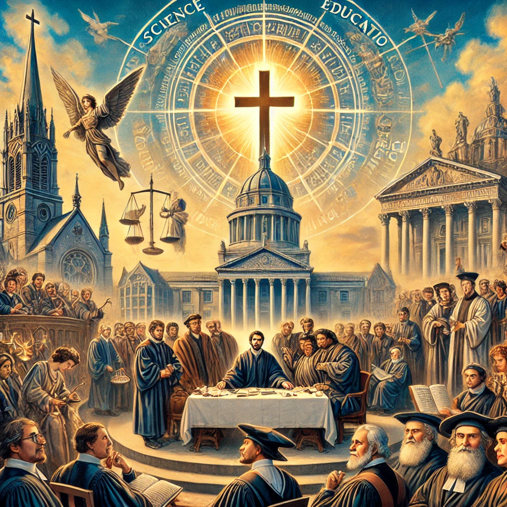 dall·e 2024-12-30 16.52.32 - an illustration symbolizing the influence of christianity and western civilization on human progress. the image features a historical backdrop with a .webp