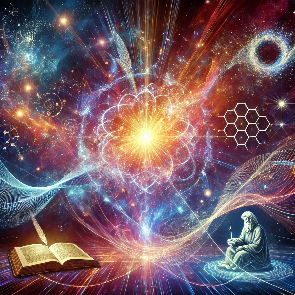 dall·e 2024-12-20 15.26.15 - an artistic representation of the intersection of quantum mechanics and theology. the image features a dynamic cosmic background with intertwining par.webp