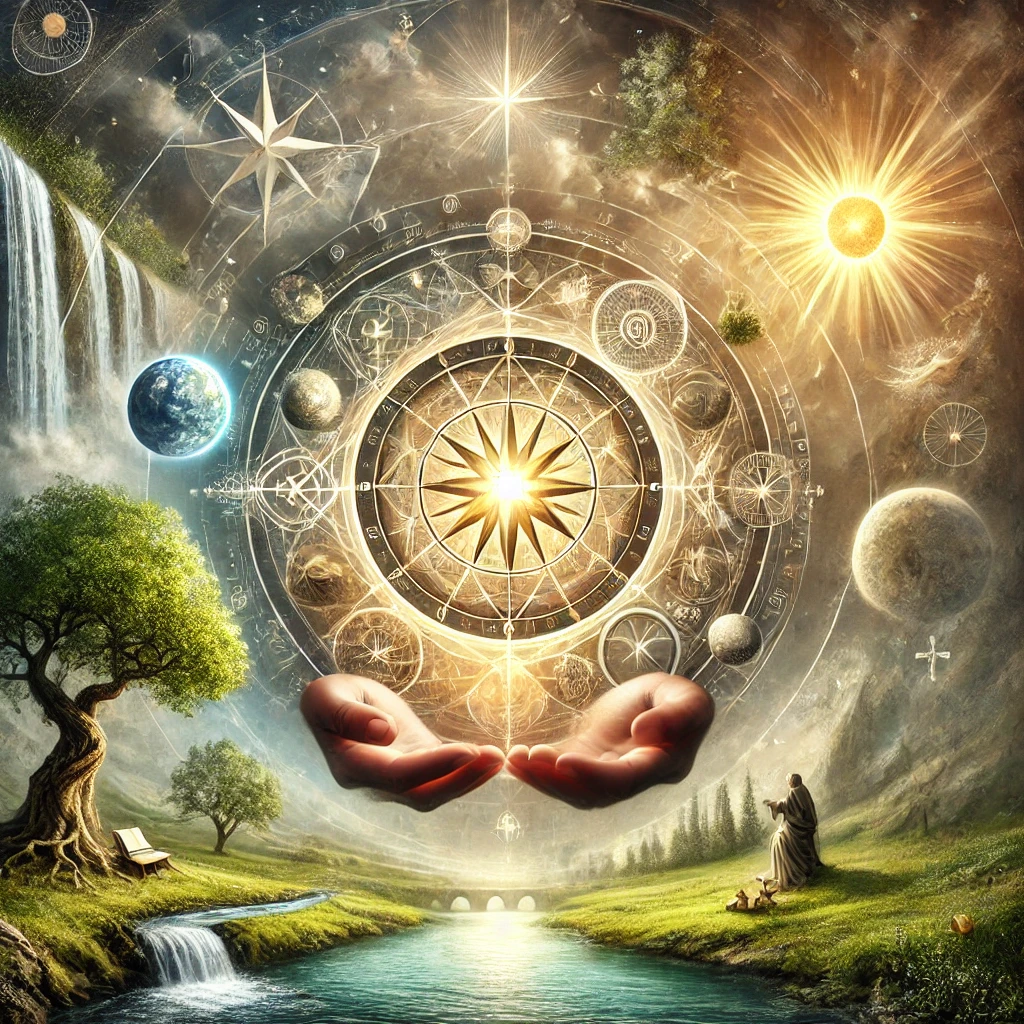 dall·e 2024-12-29 15.24.21 - an artistic depiction of thomas aquinas' concept of natural law. the image features a glowing compass in the hands of a person, symbolizing an inner m.webp