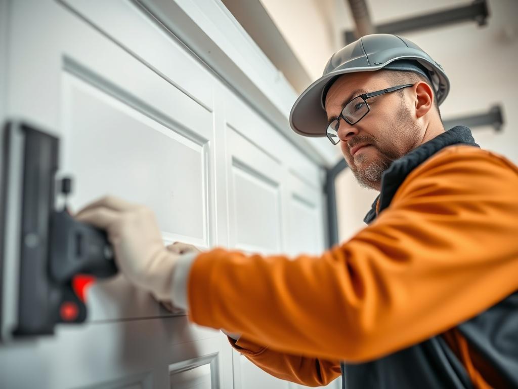 A close up shot of a professional technician installing a