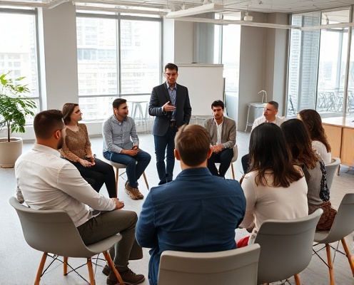 Professional business seminar with diverse participants