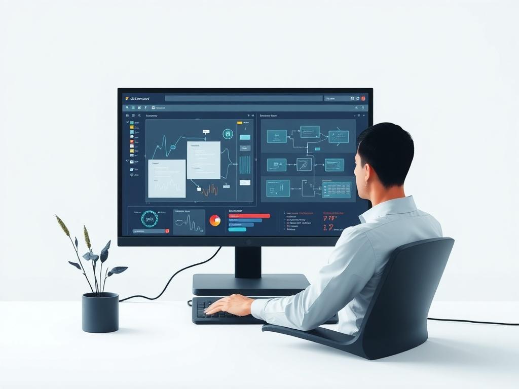 A realistic high resolution of a data engineer working on