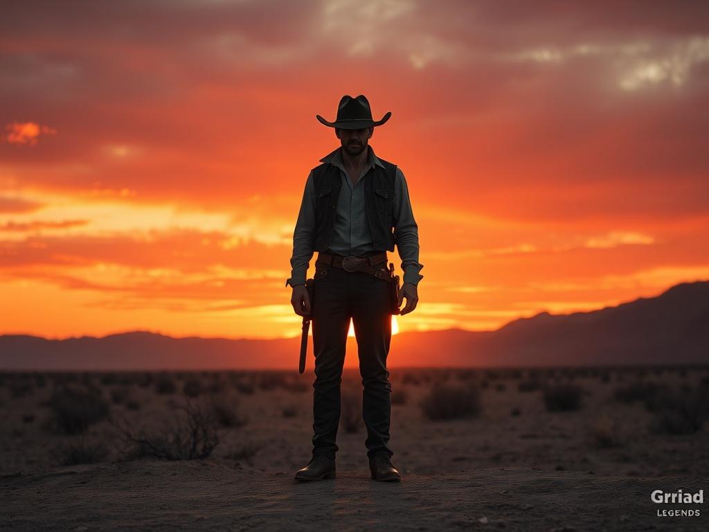 A photorealistic, high resolution image of a vintage western scene