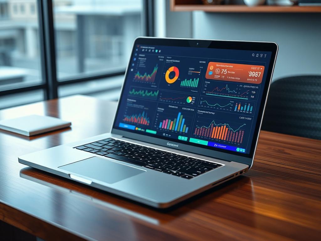 **AI Image Generation Prompt:**

Create a hyper-realistic high-resolution photo that embodies the theme of "Unlocking Efficiency: Advanced Features of ConduitPulse Enterprise Suite." 

**Composition:** Center the image on a sleek, modern laptop opened to display a colorful dashboard showcasing advanced analytics and water infrastructure data. Ensure the screen is vibrant and detailed, featuring graphs, maps, and telemetry visuals that reflect high-tech features. The laptop should be set on a polished wooden