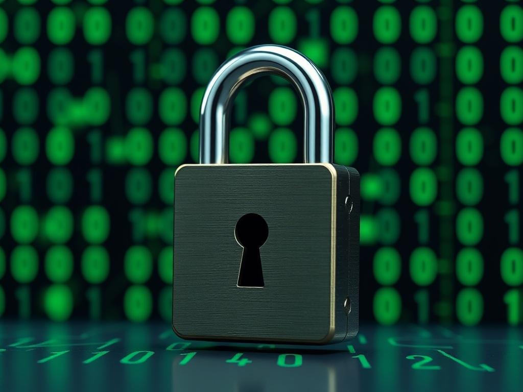 A hyper realistic close up of a digital padlock symbolizing