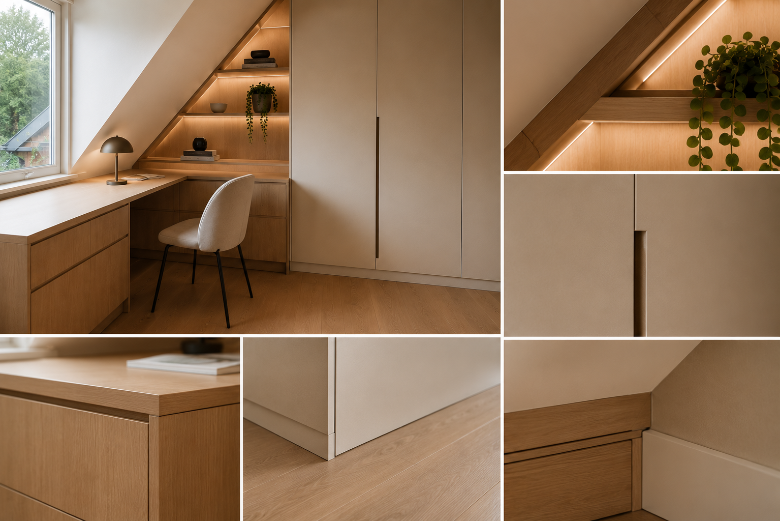 Afwerkingsdetails van de houten kasten en panelen