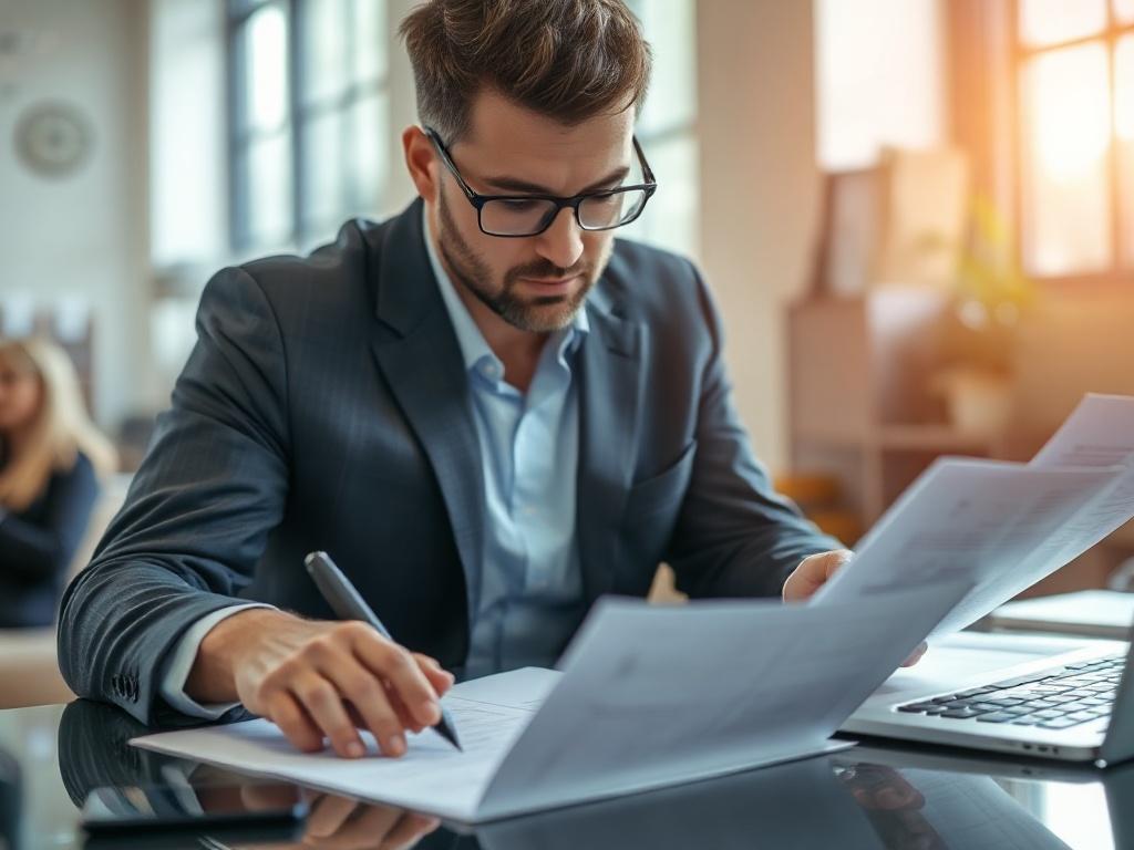 A hyper realistic close up image of a professional accountant
