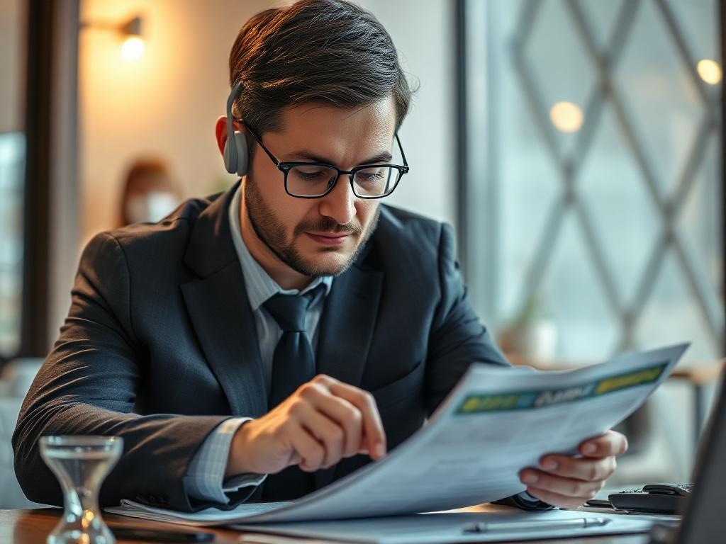 A close up shot of a confident tax advisor examining