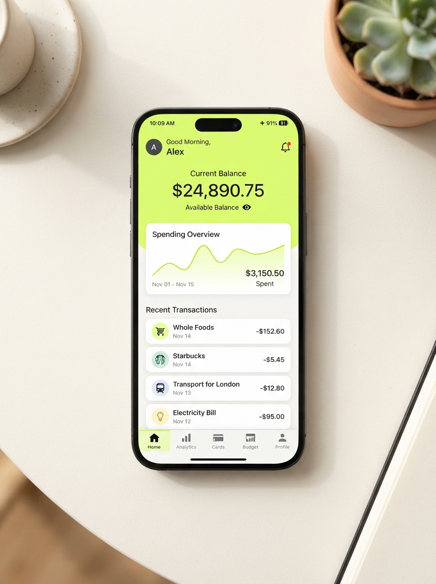 Finance app interface
