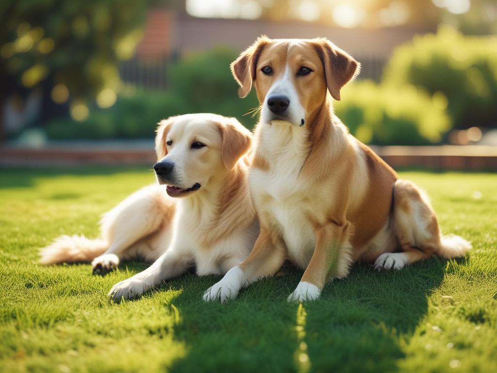 a professional cleaner scooping dog waste in a sunny backyard,