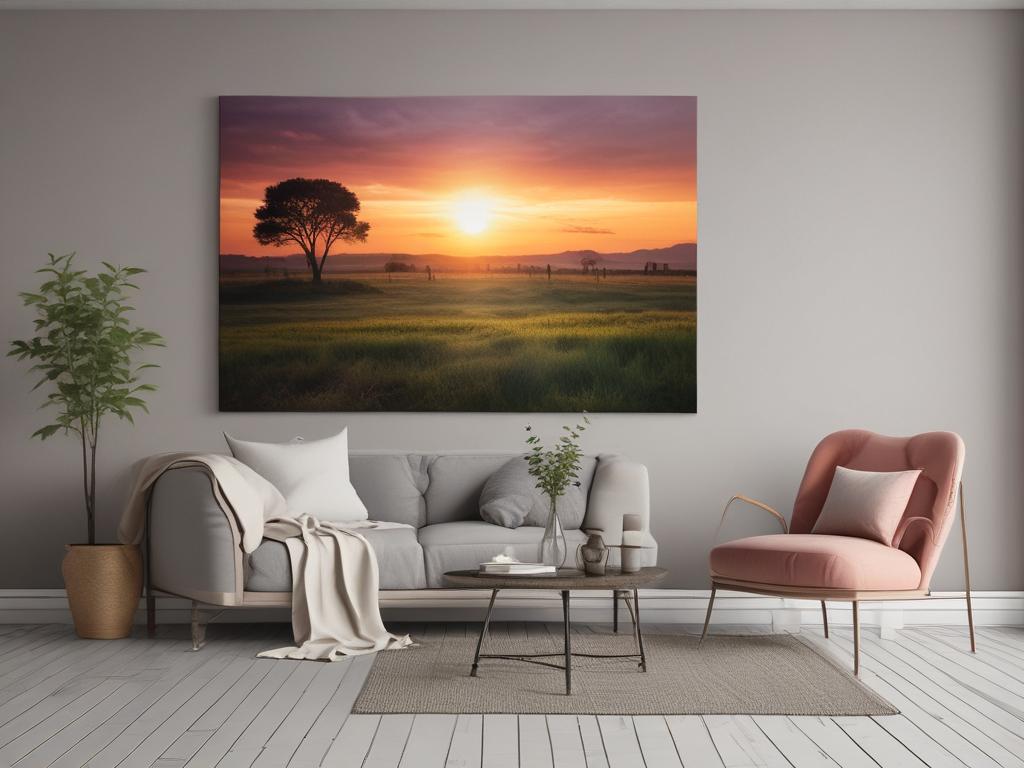 sunset, canvas, vibrant colors, wall art, nature painting