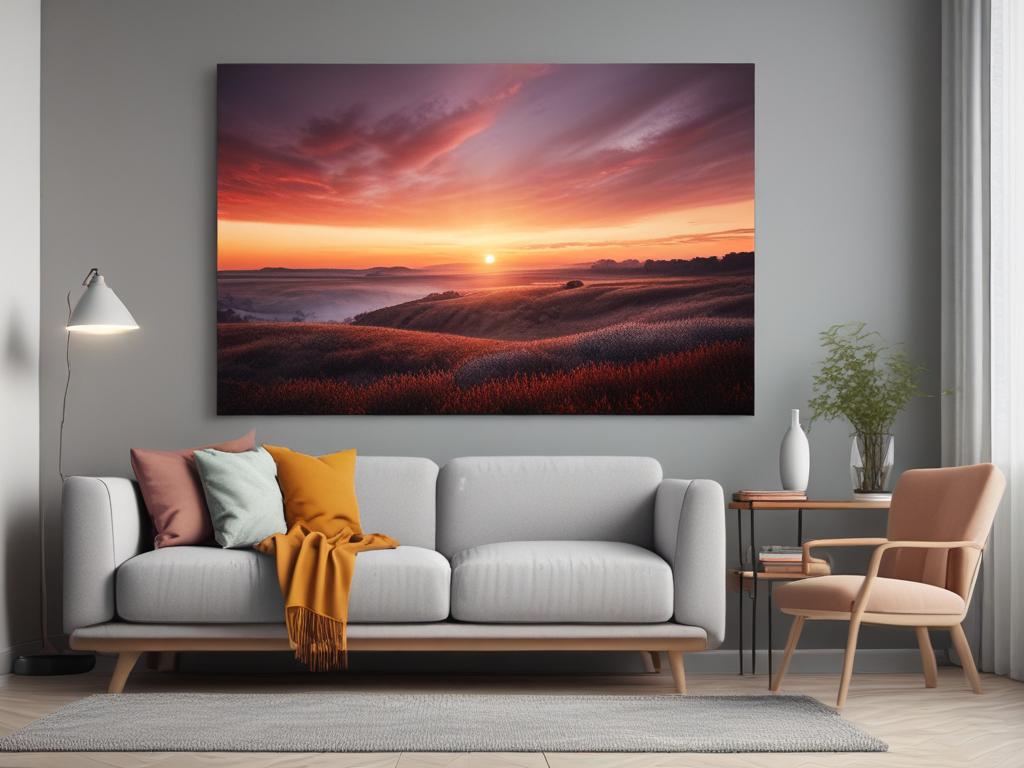 sunset, vibrant colors, canvas art, nature, home decor