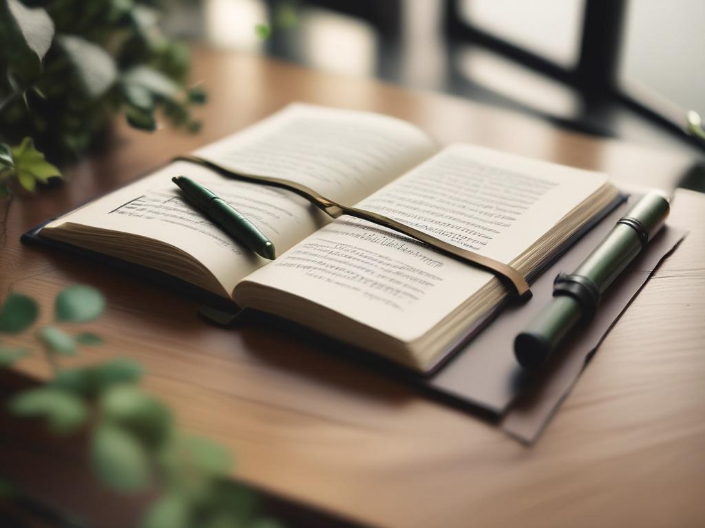 A close up shot of a beautifully bound journal, open
