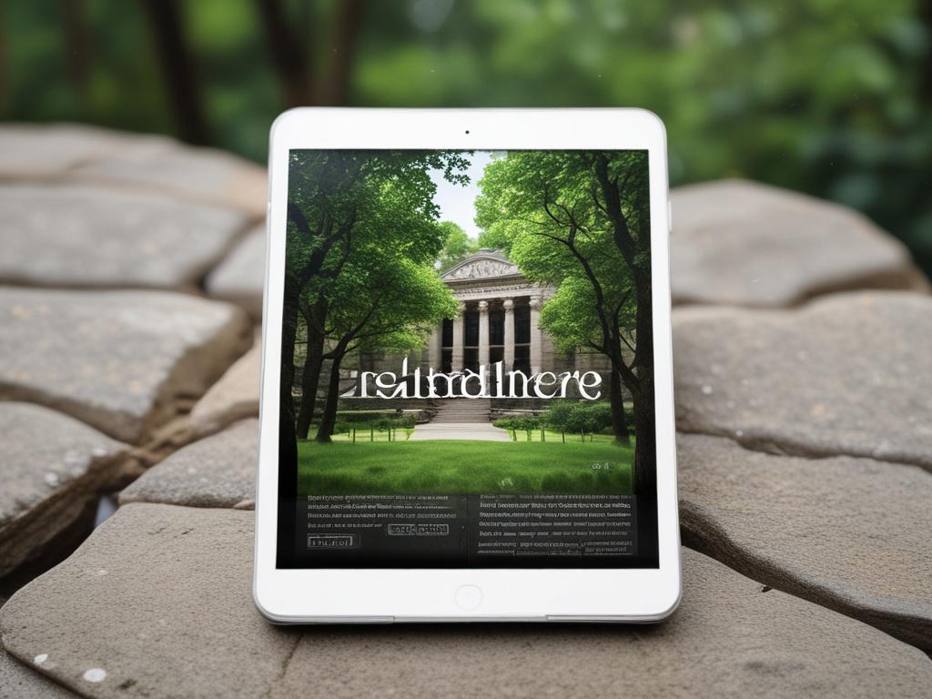 A striking close-up of the e-book 'Resilience Building Strategies' placed on a stone surface outdoors, surrounded by nature. The background features vibrant greenery that resonates with rgb(50, 170, 39). The sunlight filters through the leaves, casting gentle shadows, creating an inviting and peaceful environment.