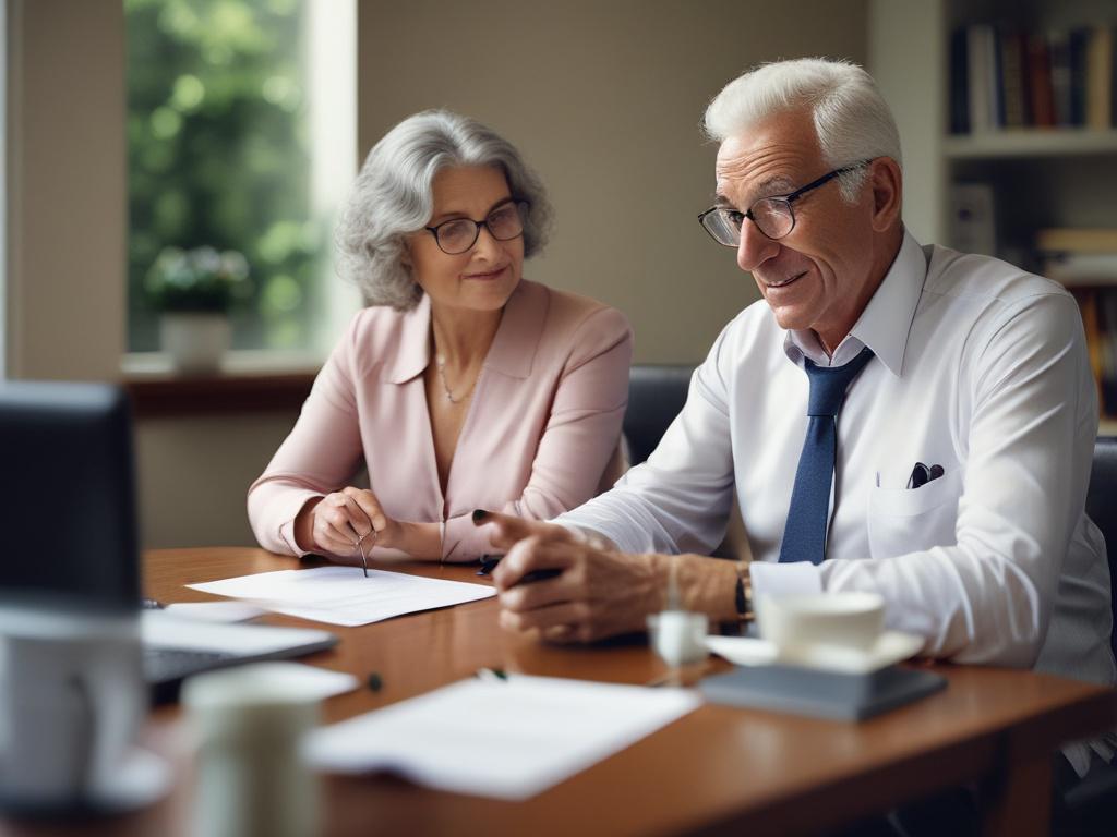 close up shot of a retirement planner discussing with a