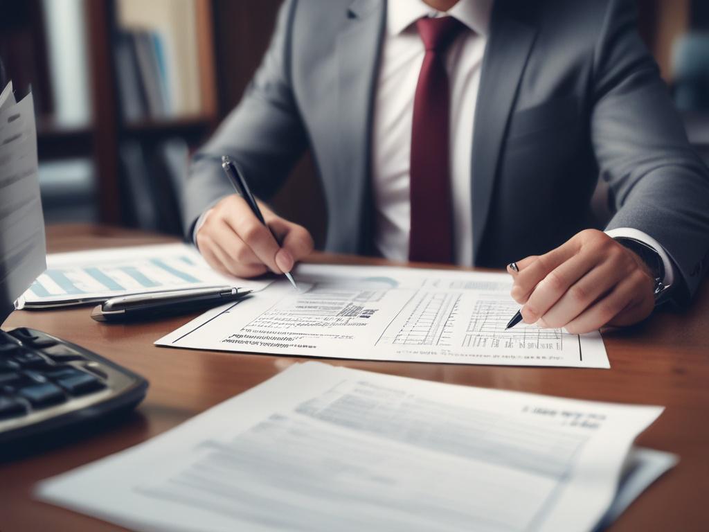 A close up of a financial advisor analyzing a credit