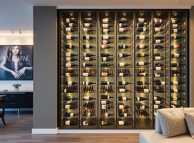 Contemporary glass wine wall