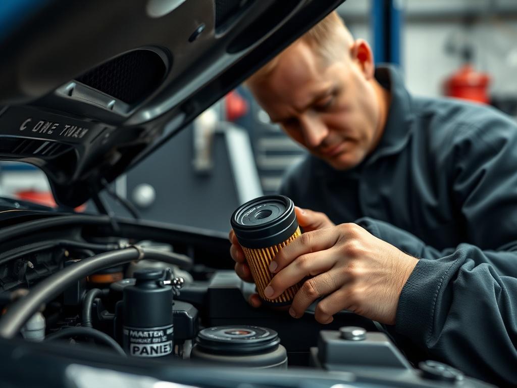 An engaging close up shot of a mechanic performing an