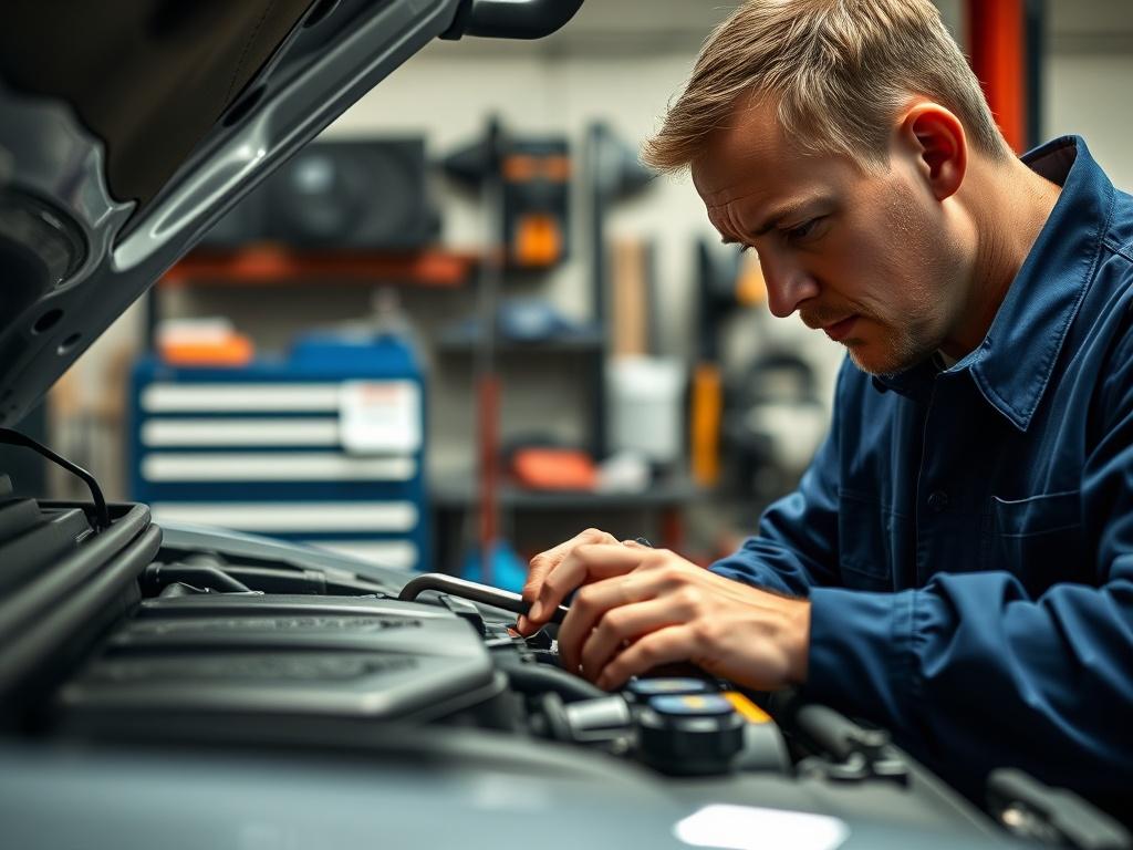 A close up shot of a skilled mechanic examining a