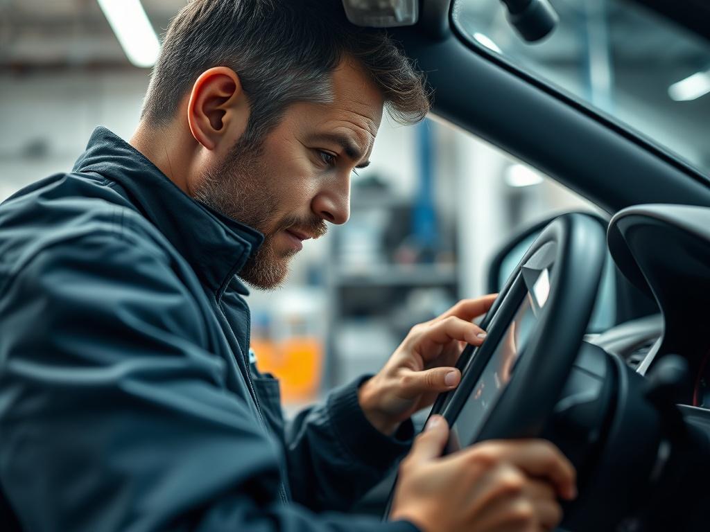 A close up shot of a mechanic using a sophisticated