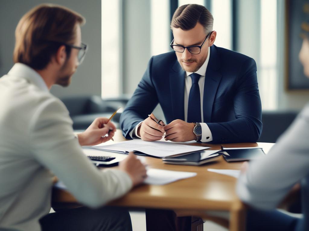 high resolution image of a financial advisor reviewing portfolio performance