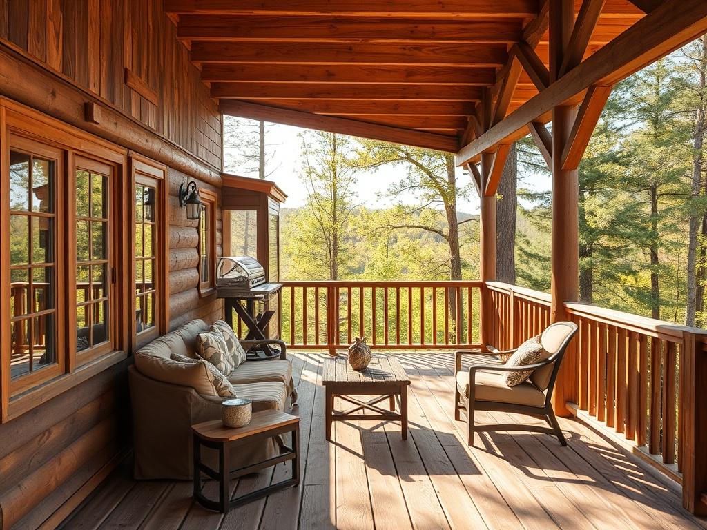 A realistic high resolution of a beautifully constructed wooden deck