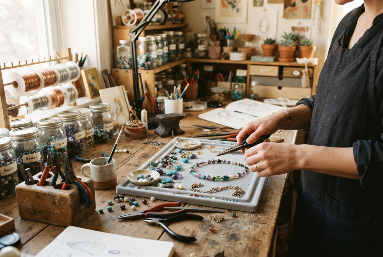 Jewelry making workspace