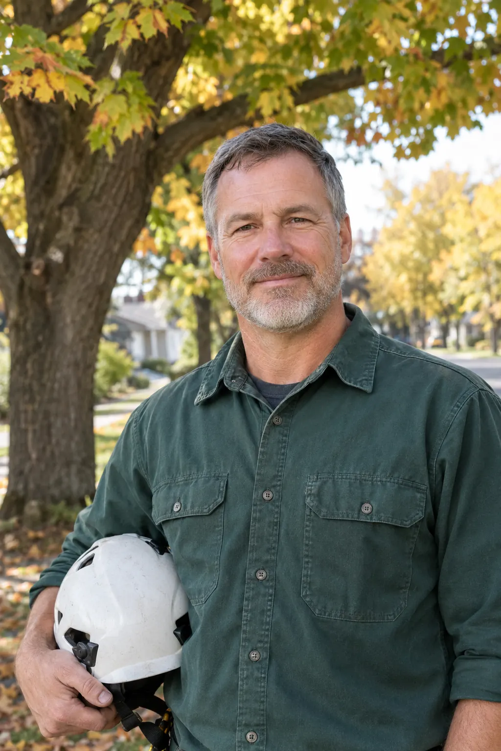 Erik Lindqvist, founder and Board Certified Master Arborist, under a maple in St. Paul