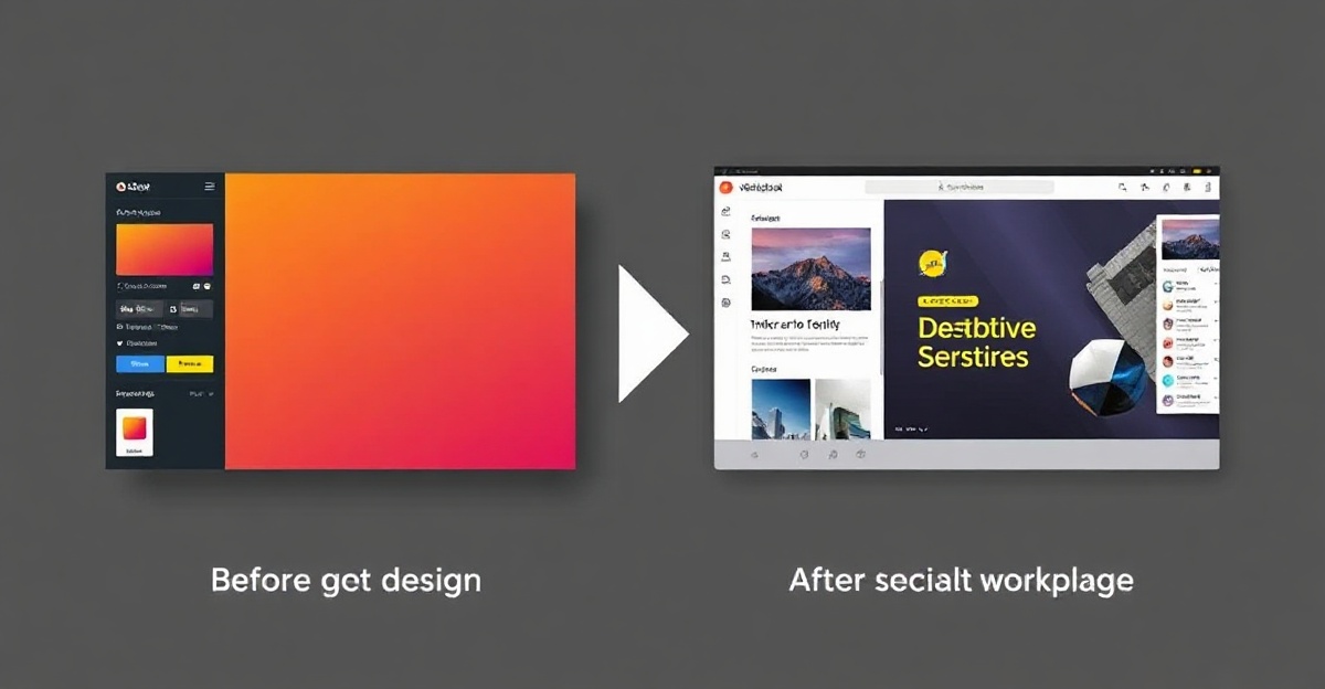 Design process visualization showing before and after transformation
