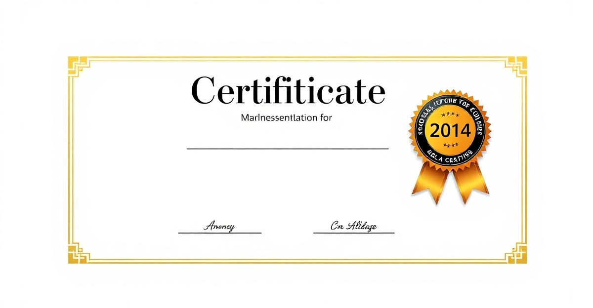 Digital certificate design with professional badge and gold accents