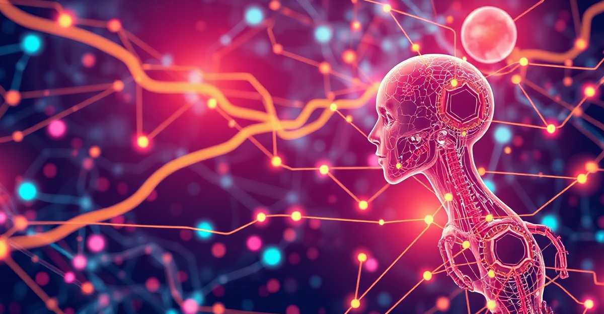 Abstract illustration of AI creating digital assets with neural networks