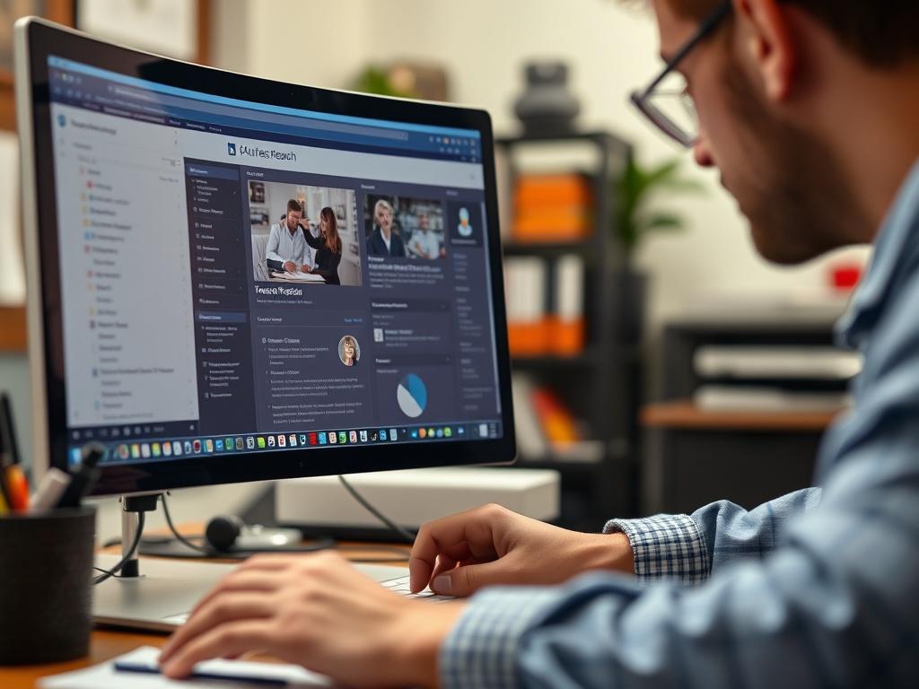 A close up shot of a person engaged in research