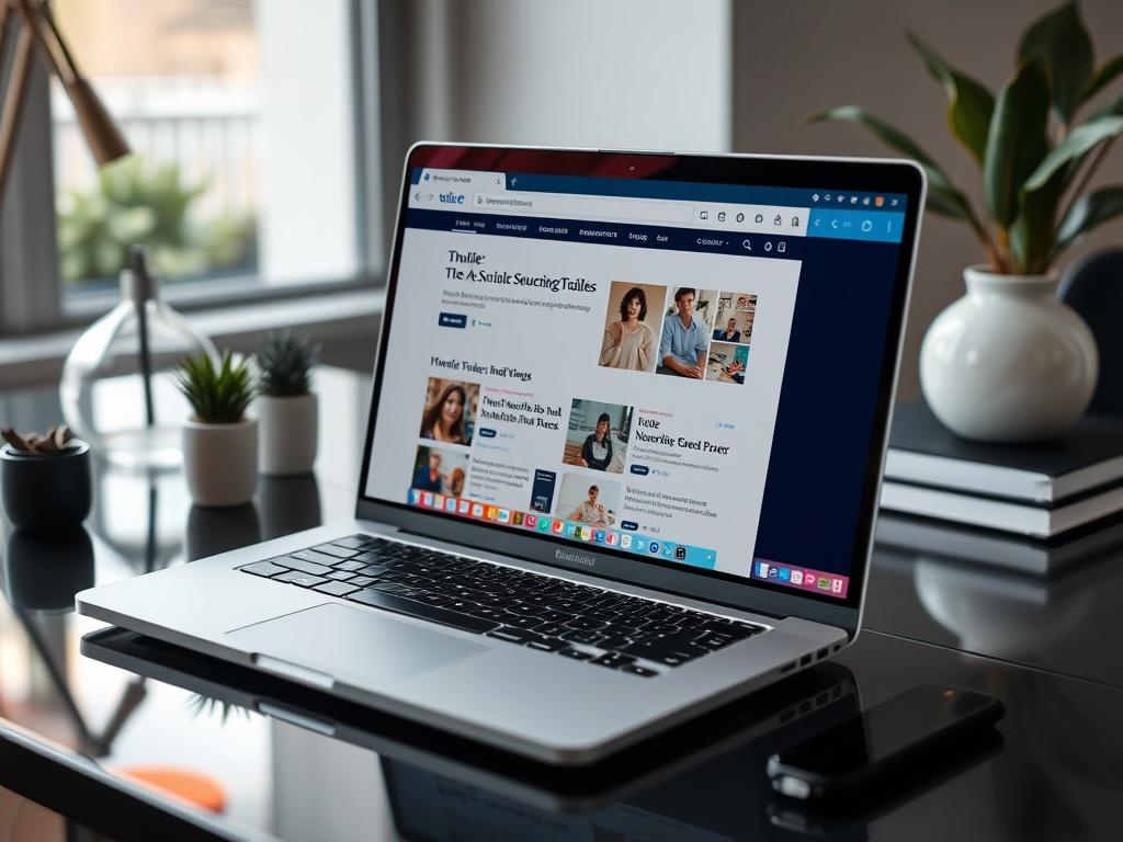 A close-up shot of a laptop screen displaying the Trulie browser extension actively flagging sources and providing alternatives. The laptop should be the sole focus, placed on a sleek desk with minimalistic decor, conveying a professional ambiance. Ensure the colors complement the primary color rgb(29, 198, 181) for a cohesive look.