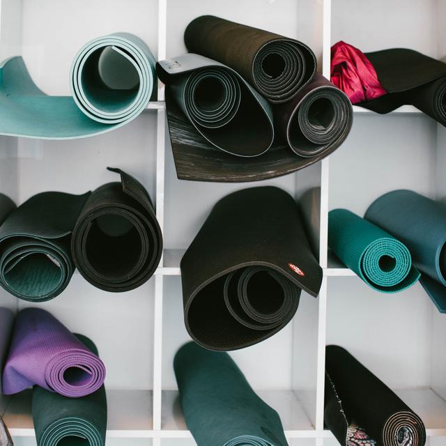 Yoga mats made from polyethylene foam.