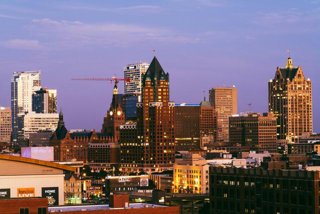 Milwaukee's skyline at night. 