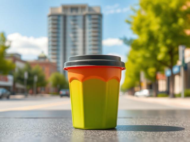 **AI Image Generation Prompt:**

Create a realistic high-resolution photo focusing on the theme of "Carbon Footprint Reduction That Doesn’t Involve Solar Panels or EV Fleets." The image should feature a single, well-designed reusable plastic container, showcasing its sleek design and vibrant colors, emphasizing its practicality and eco-friendliness. This subject should occupy the central portion of the frame, beautifully lit to highlight its features and textures.

In the background, incorporate a soft-focu