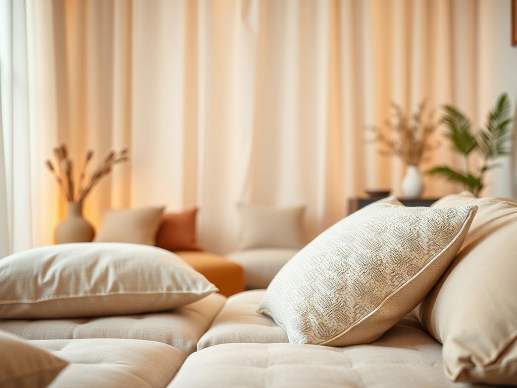A close-up shot of a serene and inviting therapy space, featuring soft cushions and warm lighting. The room reflects a sense of safety and openness, ideal for discussions about intimacy and sexual health.