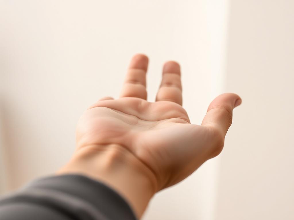 A close-up shot of a supportive hand reaching out, symbolizing guidance and acceptance. The background features soft, calming colors to evoke a sense of safety and belonging. The hand represents connection and understanding for those in kink and polyamory communities.