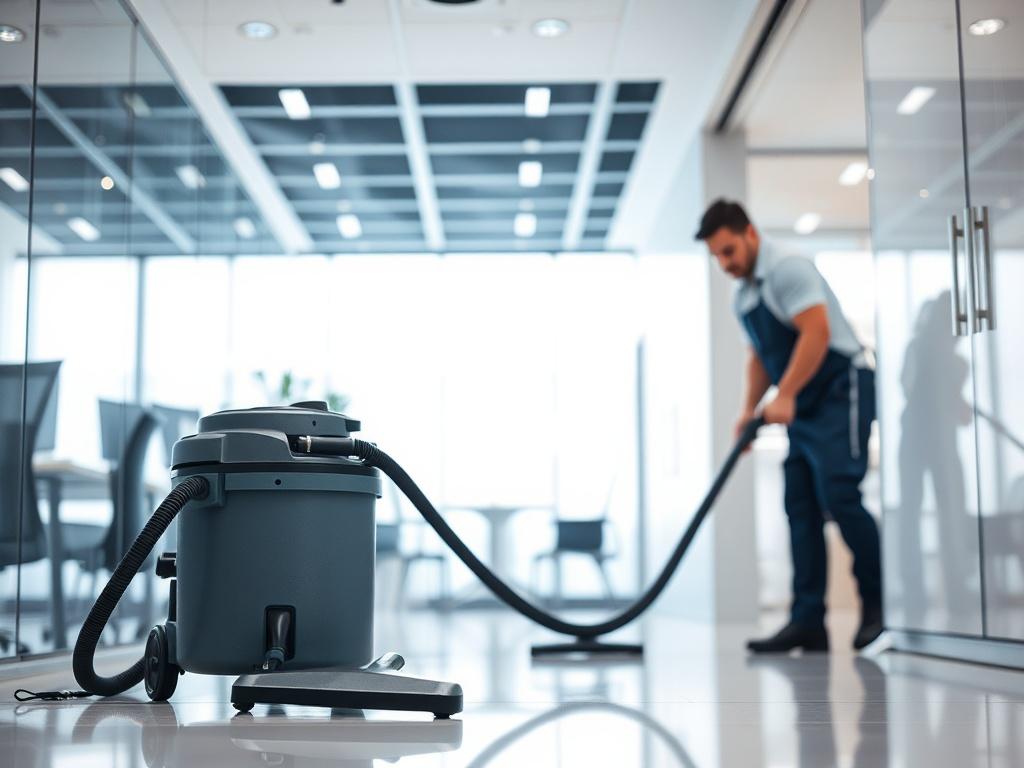 A close up shot of a professional cleaning team in