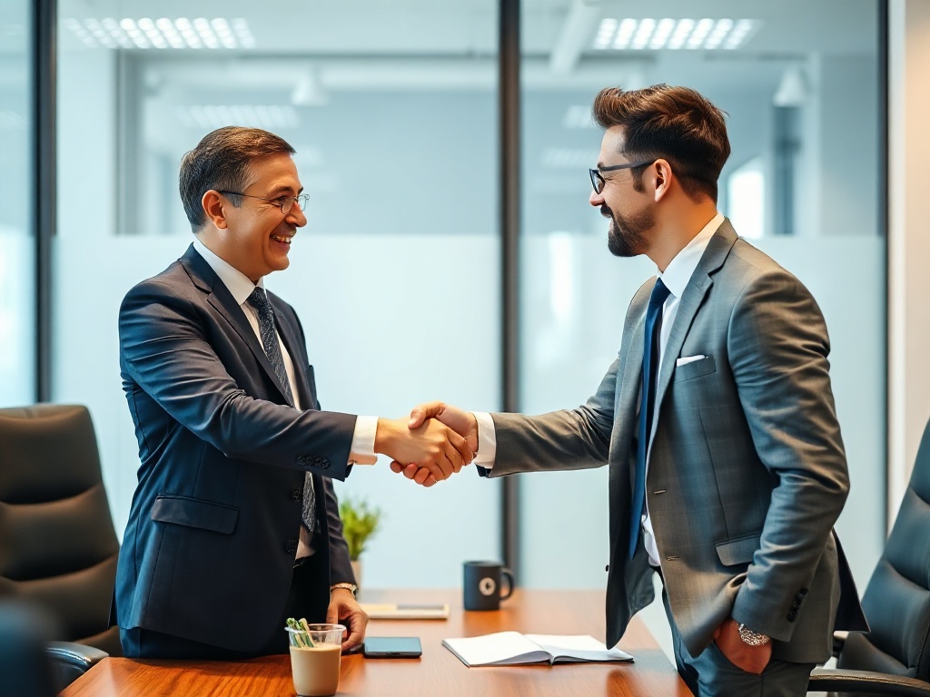 Professional handshake in business meeting