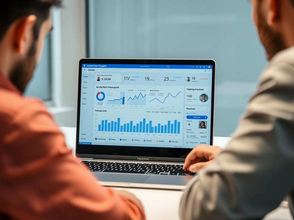 A realistic high resolution of a digital marketing team analyzing